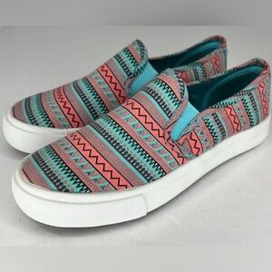 Serra‎ Women Memory Foam Canvas Sneakers Slip On Shoes Size 8 Aztec EUC